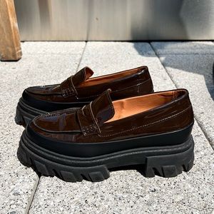 GANNI chunky rubber sole leather loafers size 39